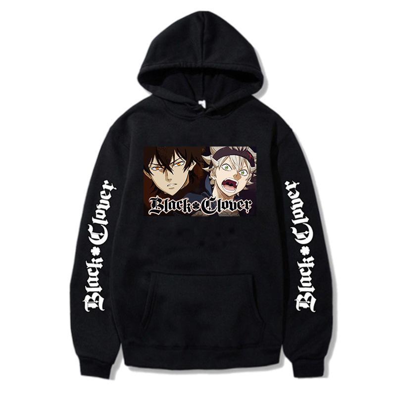 Black Clover Asta Anime Graphic Printed Hoodies Vintage Oversized Hooded Sweatshirt Long Sleeves Cotton Hoodie Men Women Clothes