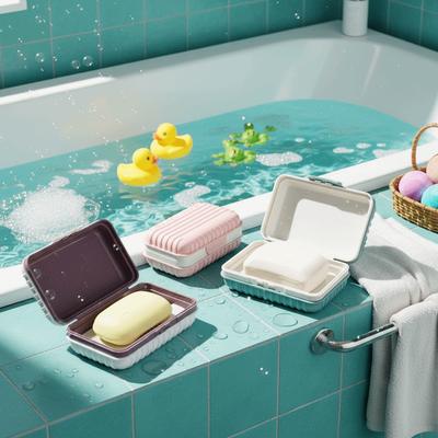 Keeps Dry Thickened Plastic Soap Box Leak-Proof Waterproof Travel Soap Dish with Lid Soap Case Dormitory