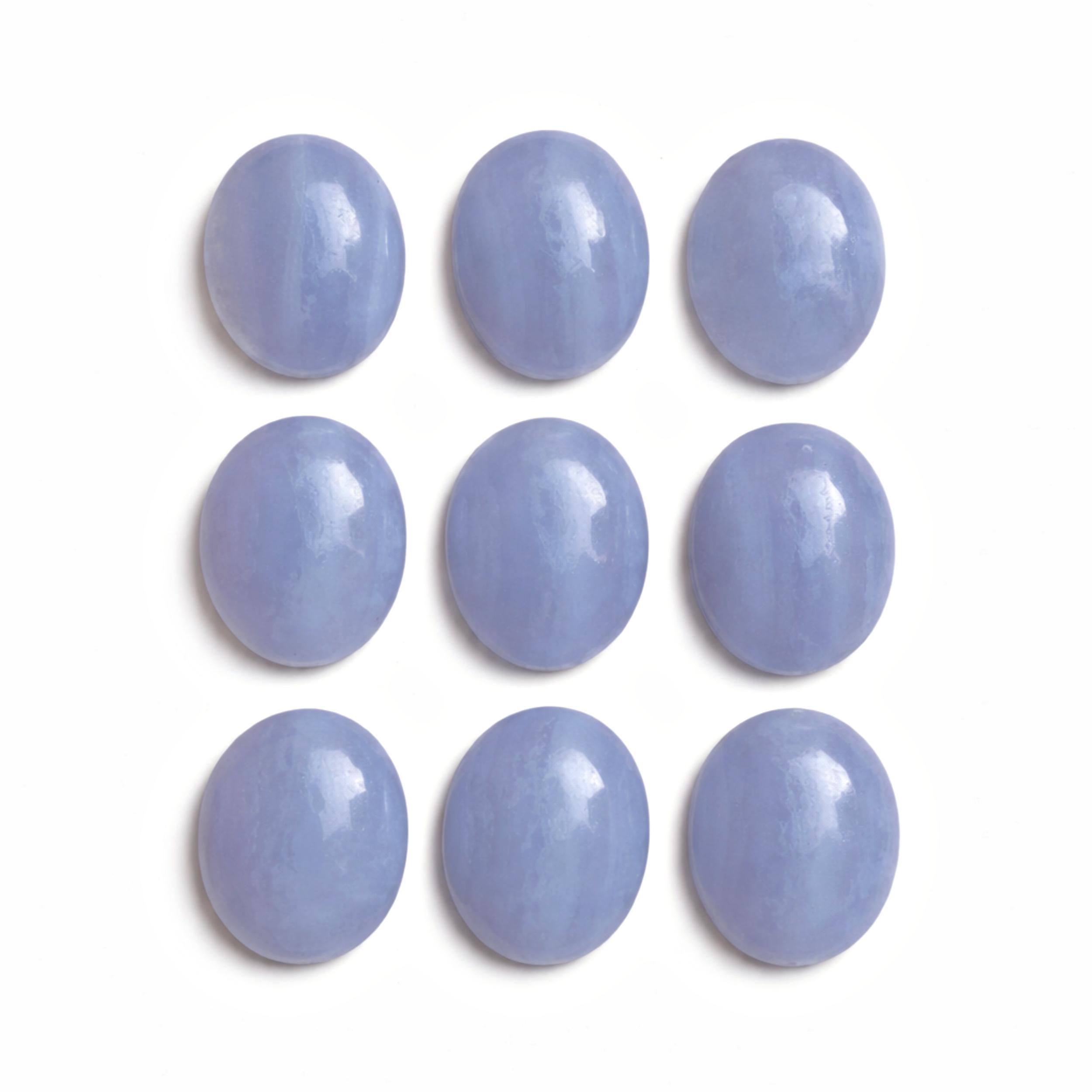 AAA+ Blue Lace Agate Cabochon Oval Flat Back Gemstone, Natural Blue Lace Agate Loose Stone for Jewelry Making 6x8mm синий