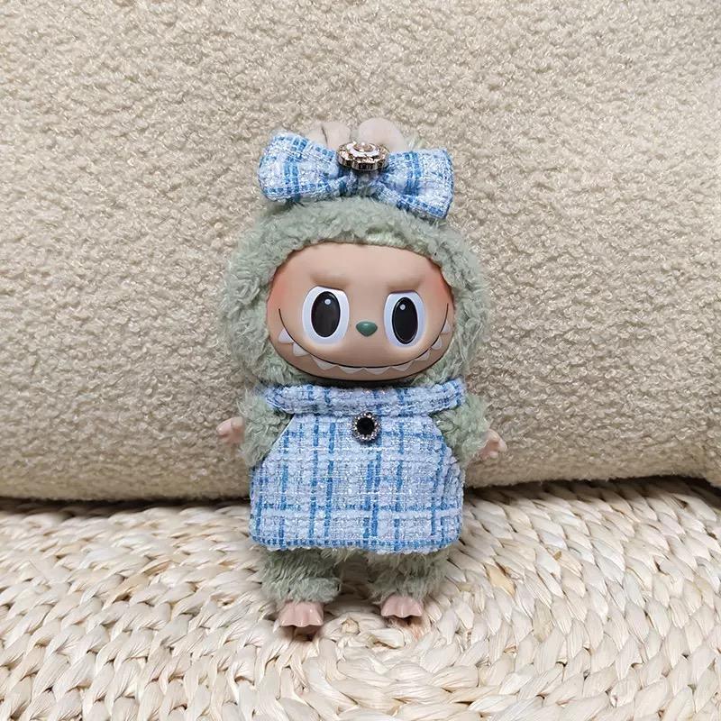 For 17cm Mini Doll Labubu Luxury Clothing Set Bow Headband Dress Outfit 3.0 Labubu Doll Sitting Party Decorations Accessories