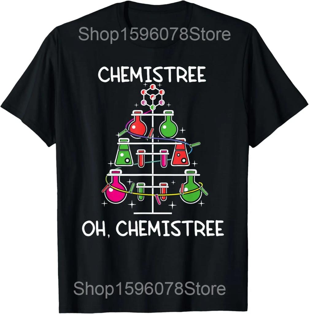 Chemistree Ugly Christmas Tree Chemistry Science Pun T Shirts Unisex Streetwear Tee Shirt Short Sleeve Unisex Loose Clothing