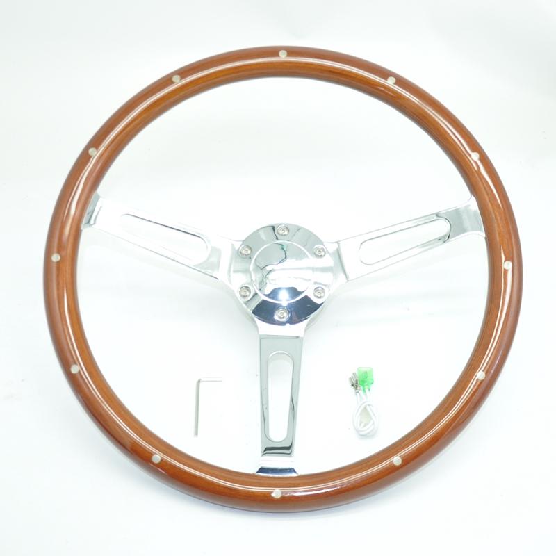 SuTong Universal Classic Real Mahogany Wood Steering Wheel with Rivet 380mm 15 inch Car Steering Wheel For Antique Car SW306 SW306