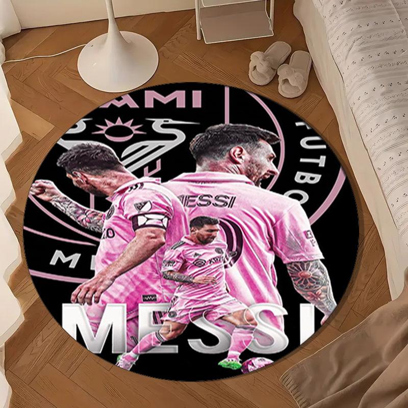 Messi's Pink Round Mat, Anti-slip Circle Carpet Chair Rug For livingroom,Bedroom, Doormat Home Decor Gift Christmas Gifts
