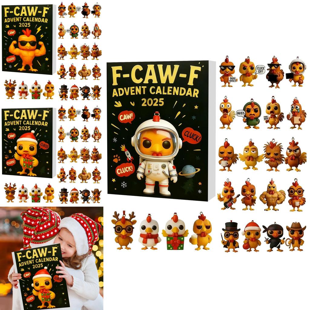 Christmas Advent Calendar F Caw F Chicken Decorative Figurines With Acrylic Material For Festive Celebrations