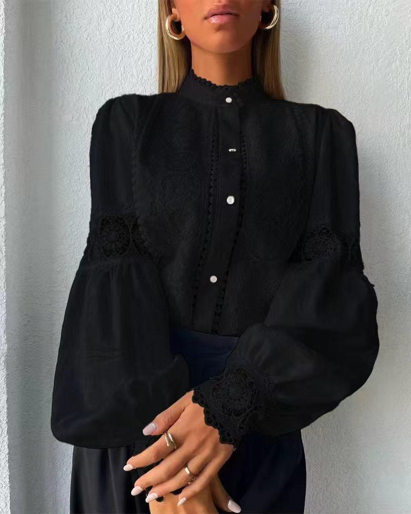 

Women Clothing Color Block Commuting Casual Blouse M чёрный