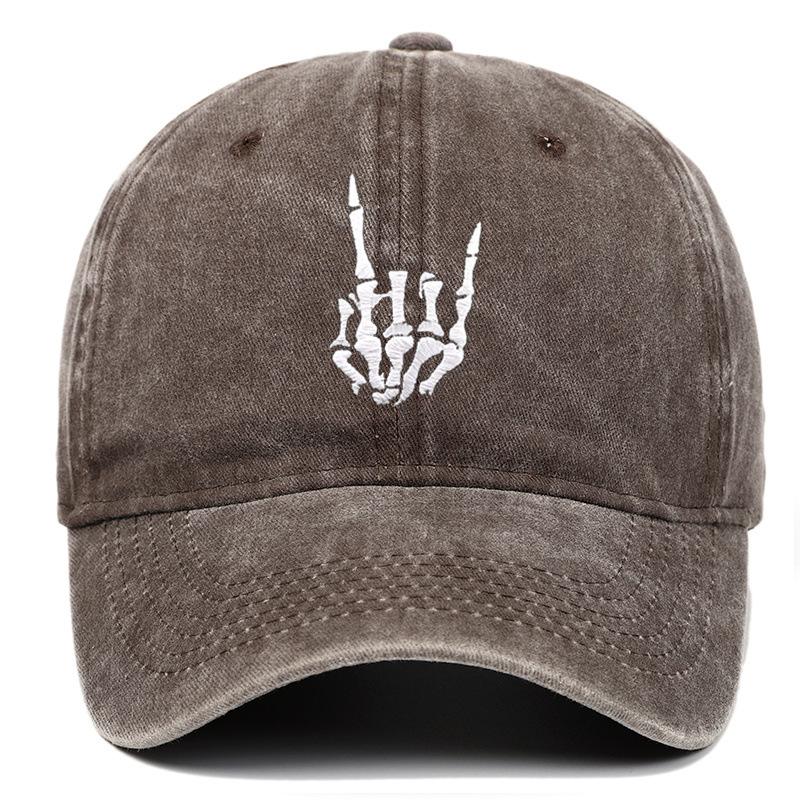 Embroidery Skeleton Hand Pattern Cotton Baseball Cap Low Profile Snap Back Trucker Dad Hat for Men And Women