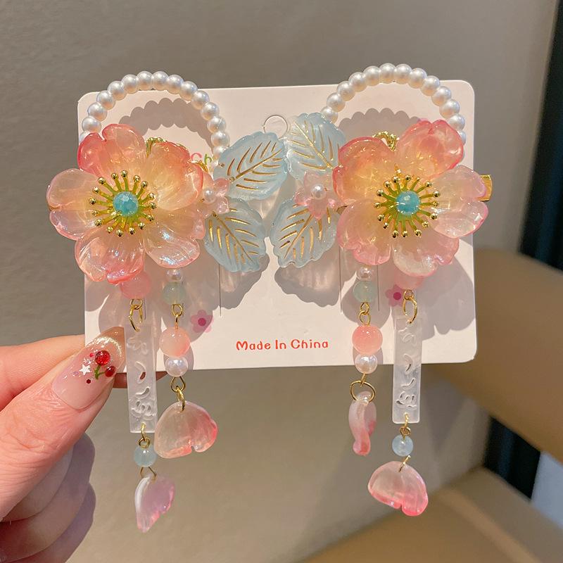Chinese Style Hanfu Hairpin Set for Girls - Includes Hair Clips, Swaying Tassels, and Butterfly Accessories