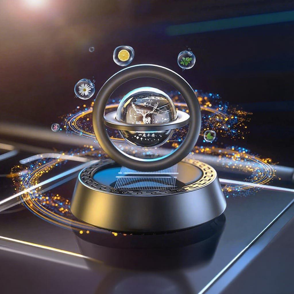 Solar-Powered Aroma Diffuser Car Accessory – Elegant Rotating Design For Dashboard Or Center Console – Year-Round Vehicle Interior Decor 10ML