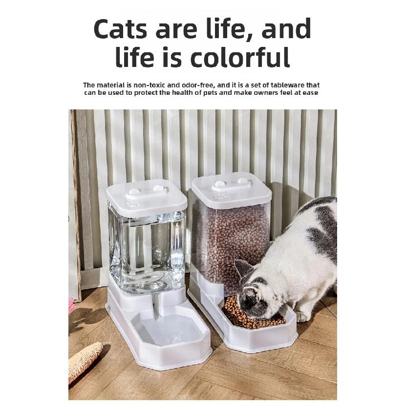 2 in 1 Gravity Pet Feeder Water Dispenser 2.2KG 4L Large Capacity Automatic Refill Bowl For Cats Small Dogs