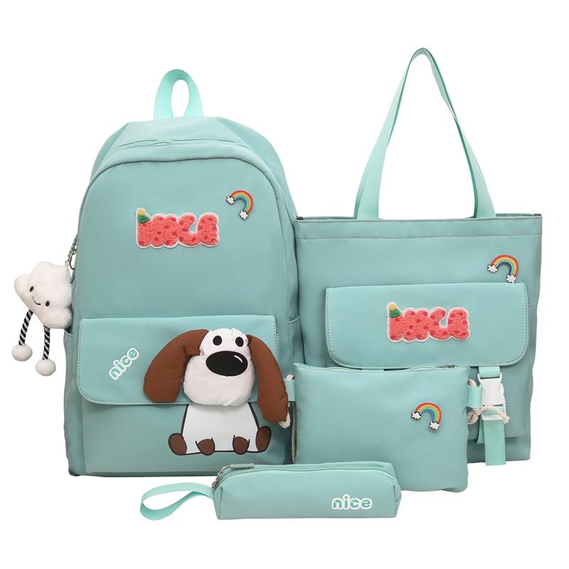 Four-Piece Backpack Set Dog Pattern Large Capacity Senior High School Student School Bag Multi-Functional Backpack