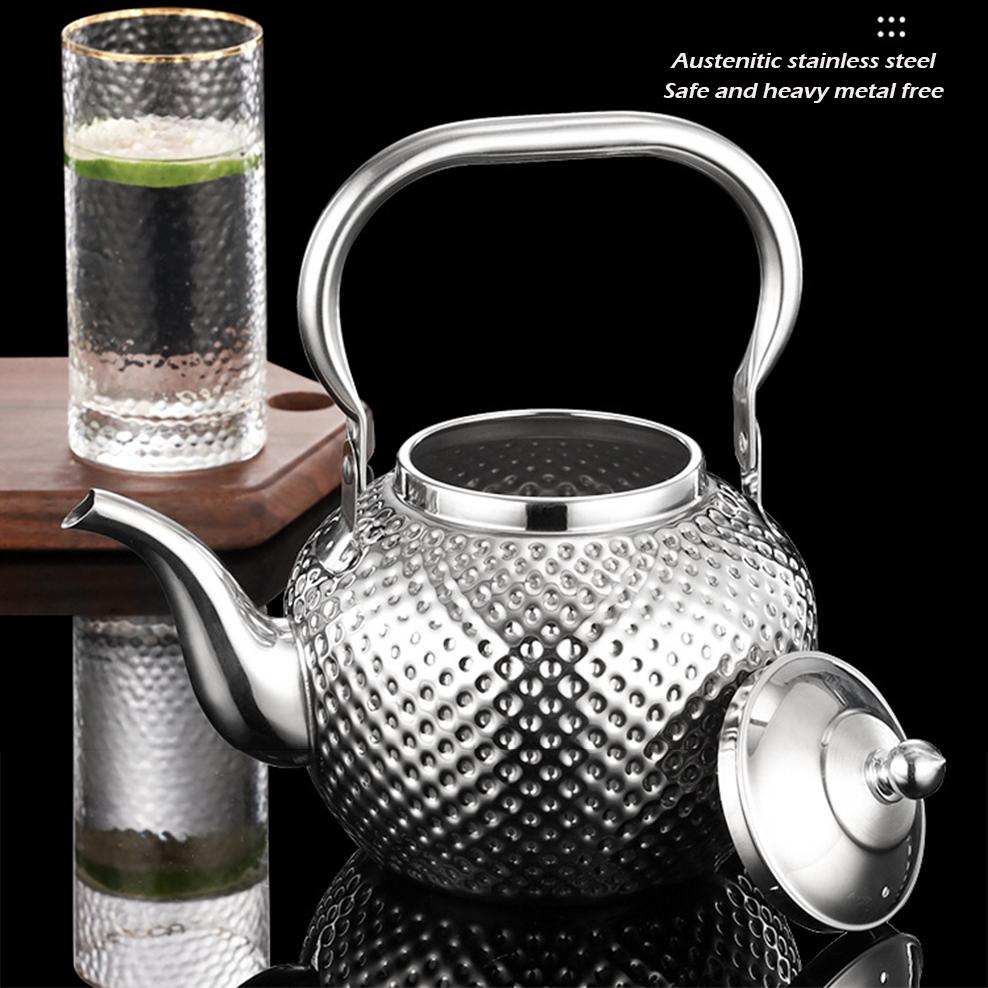 Hammer Texture Stainless Steel Teapot, Hight-Capacity Boiling Water Pot With Tea Strainer, Restaurant Induction Cooker Teakettle