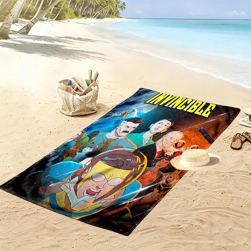 Invincible Animation 2D Flat Print Beach Towel, Large Soft Quick Dry Towel for Beach Camping Swimming.NSTJ0928219