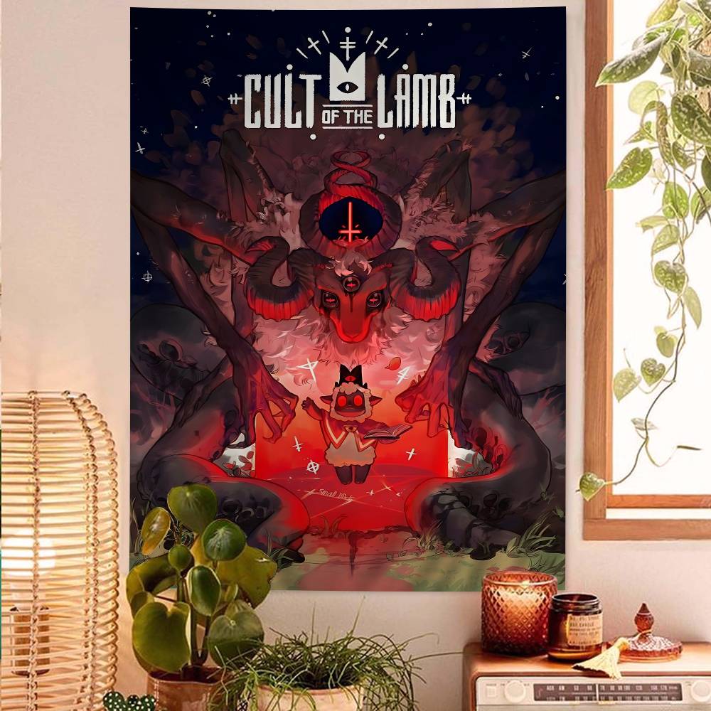 Game Cult Of The Lamb Colorful Tapestry Wall Hanging Bohemian Wall Tapestries Mandala Wall Hanging Sheets