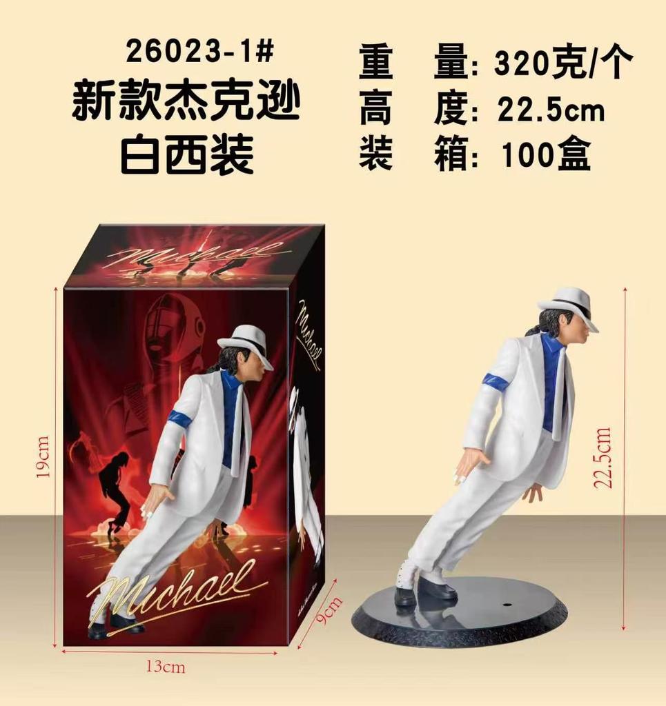 Classic Character Jackson-Michael Action Figure Collectible Model Statue Moonwalk Dancing Pose White Suit Home Desktop Decor Toy
