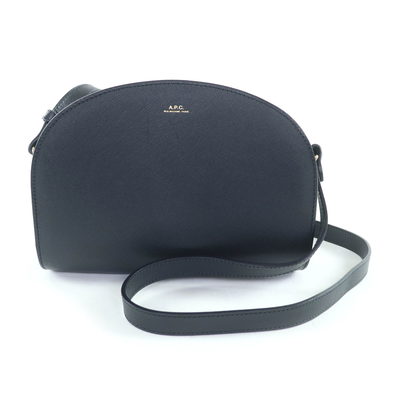 

Great A.P.C. Shoulder Bag Logo Half Moon Leather Dark navy leather Women Used