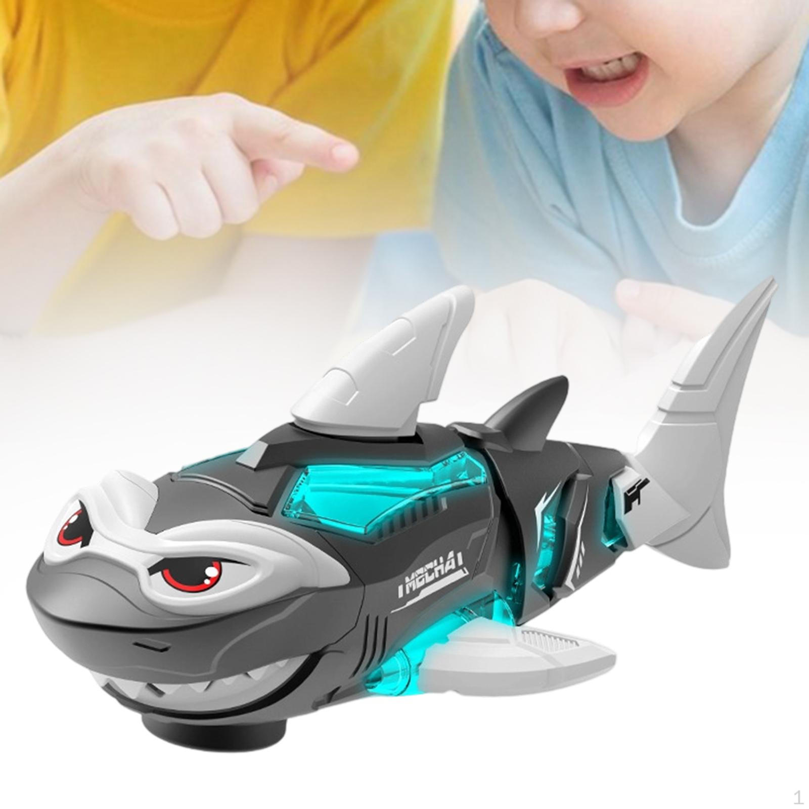 

Electric Shark Toys Children Gifts with Realistic Biting Motion Lights Music Swinging Tail серый