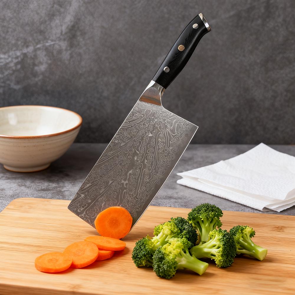 7.3 Inch Chinese Chef Knife 67-layers Damascus Steel 10Cr15CoMov Blade Cleaver Meat Slicing Vegetables Kitchen Knives G10 Handle