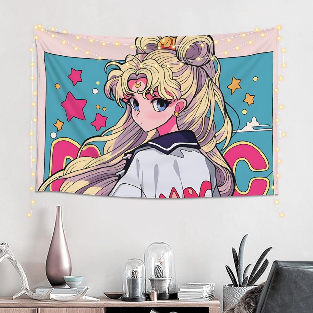 Cutecore Sailor Moons Tapestry Bedroom Decoration Wall Hanging Blanket Tapestry Cool Stuff For Room