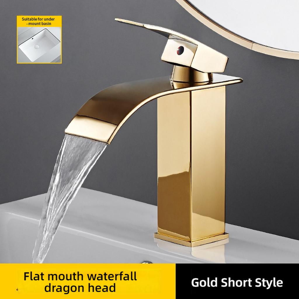 Brass/Stainless Steel Bathroom Mixer Tap - Hot/Cold Water Flat Spout Faucet for Basin Bathtub, Electroplated Anti-Corrosion