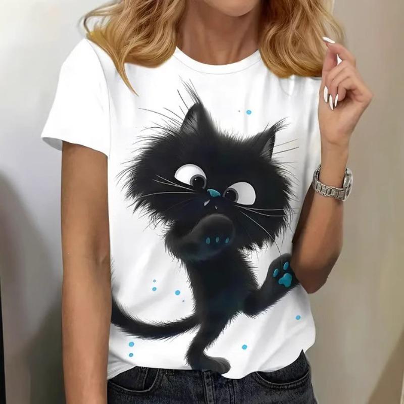 

Fashionable Minimalist Animal Print Pattern Women s Round Neck Short Sleeved Top Shirt 6xl