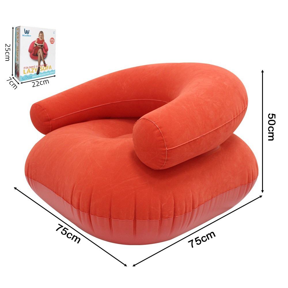 With Backrest U-Shaped Flocking Sofa With Armrests Inflatable Bean Bag Chair Leisure Bean Bag