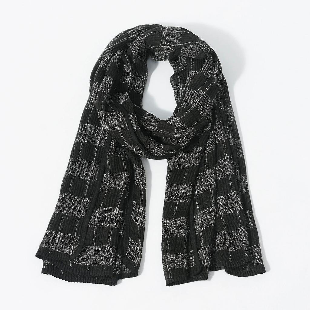 70*190cm Autumn and Winter Korean Style Retro High-End Feeling Striped Scarf Contrasting Color Soft and Unique Men Warm Scarves