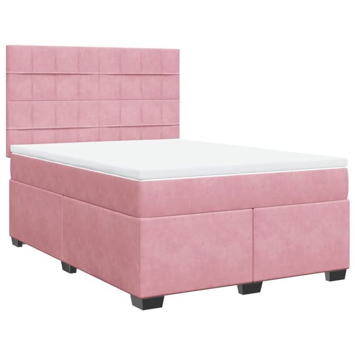 VidaXL Bed Slat Base with Mattress Pink 140x200 Cm Velvet 3290935