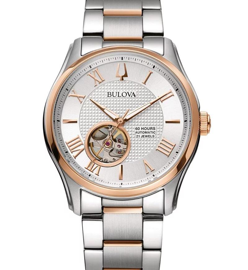 Мужские механические часы Bulova Черные 98A213 серебряный