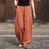 2026 Spring/Summer Women's Cotton Linen Lantern Pants - Artistic Retro Casual Long Pants with Sand Washed Ramie