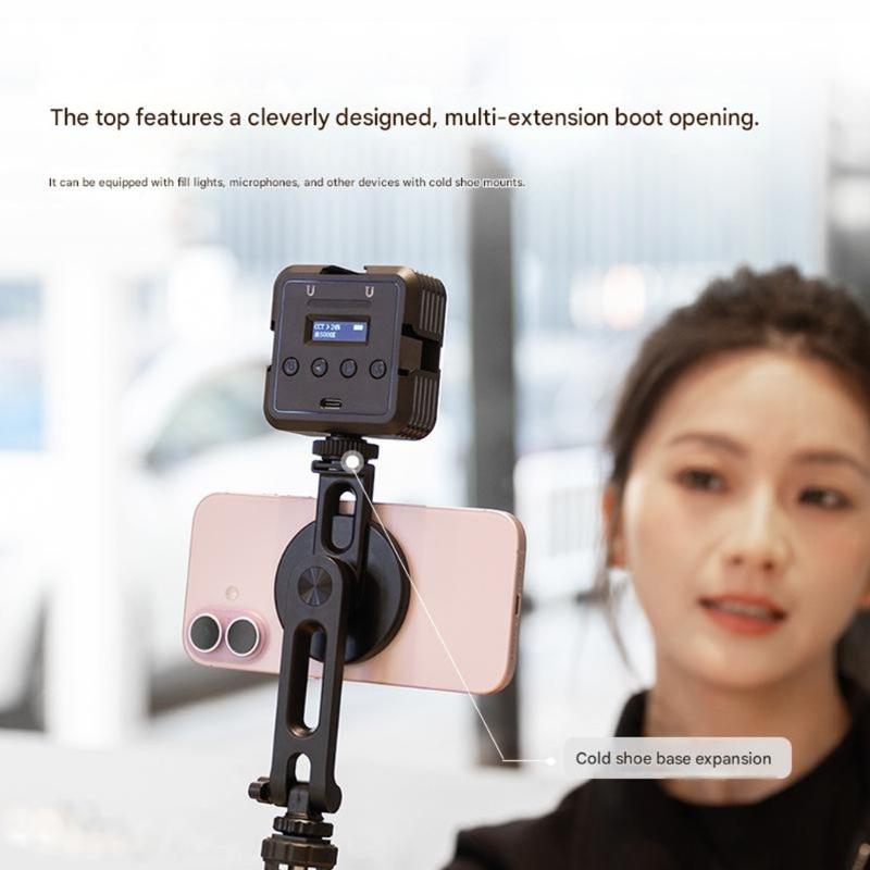 Portable Magnetic Cold Shoe Phone Mount Rack Stand For Phones Featuring Adjustable Arm For Video Shoot Live Broadcasting