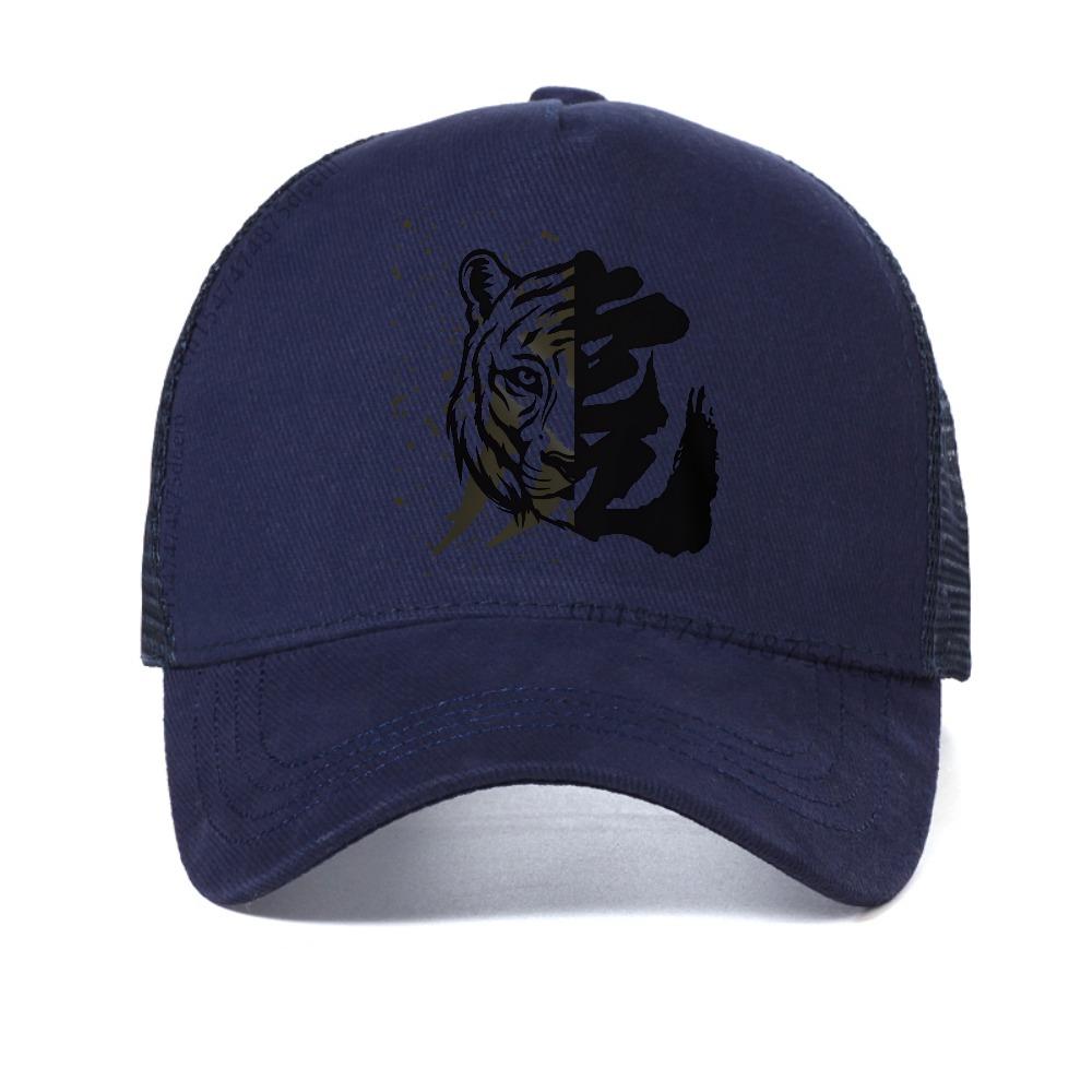 Tiger Head Chinese Character Print Men Mes Baseball Cap Summer Men Adjustable Breathable Sun Hats Fashion Cool Snapback Hat