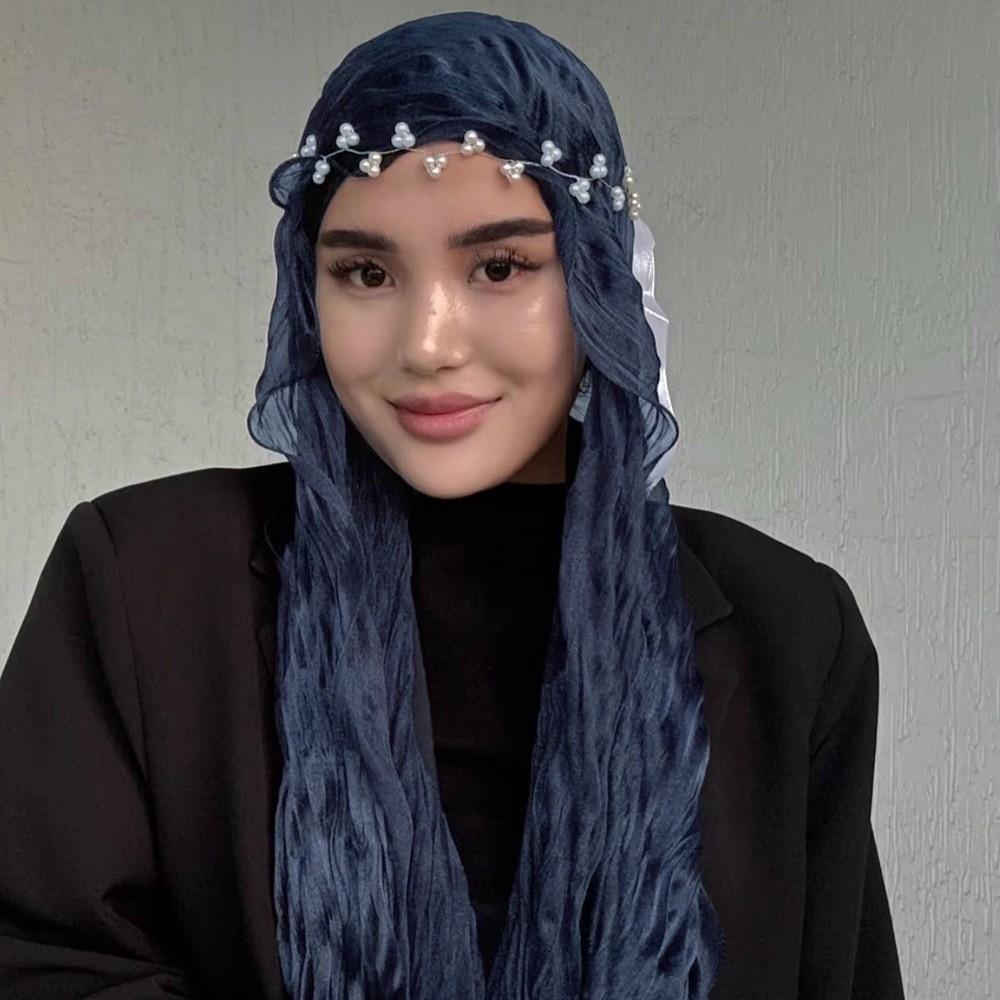 Fashion Solid Color Silk Scarf Shining Chiffon Chiffon Hijab Veil Soft Long Sunscreen Headscarf Outdoor