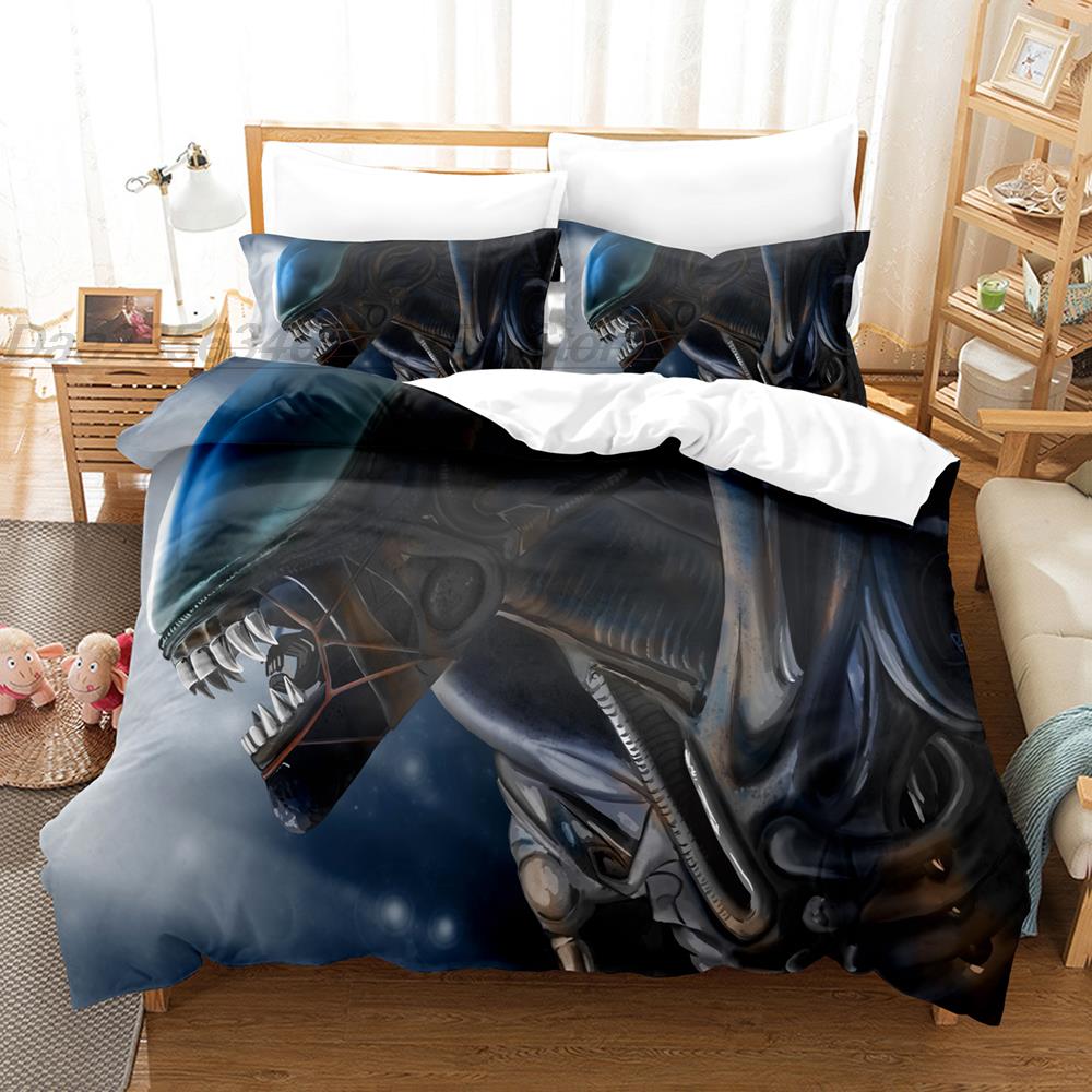 Alien Bedding Set Single Twin Full Queen King Size Bed Set Aldult Kid Bedroom Duvetcover Sets 3D Xenomorph Bed Sheet Set