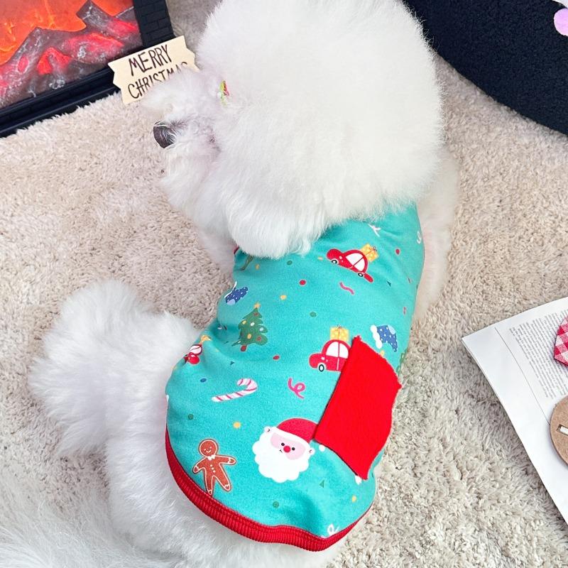 Abbigliamento natalizio in cotone per animali domestici cani e gatti per tutte le stagioni, gilet natalizio per Teddy Bichon Frise
