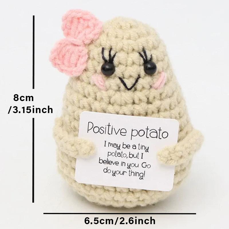 Positive Energy Potato Pocket Hug Handmade AnimalCrochet Mini Doll Funny Wool Gift for Friends or Lover Emotional Support Plant