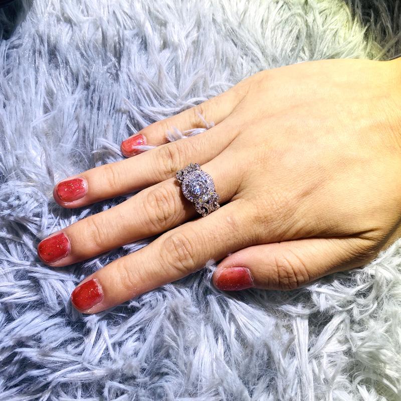 Natural Moissanite Silver Color  Rings Men For Women Flower Party Weeding Anniversary Engagement Gifts Fine