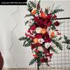 Red Floral Wedding Stage Backdrop with Artificial Flower Rows