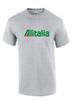 T-shirt Grigia con Maniche Grigie e Logo Rosso Verde Retrò Alitalia Compagnia Aerea Italiana Geek Sportiva