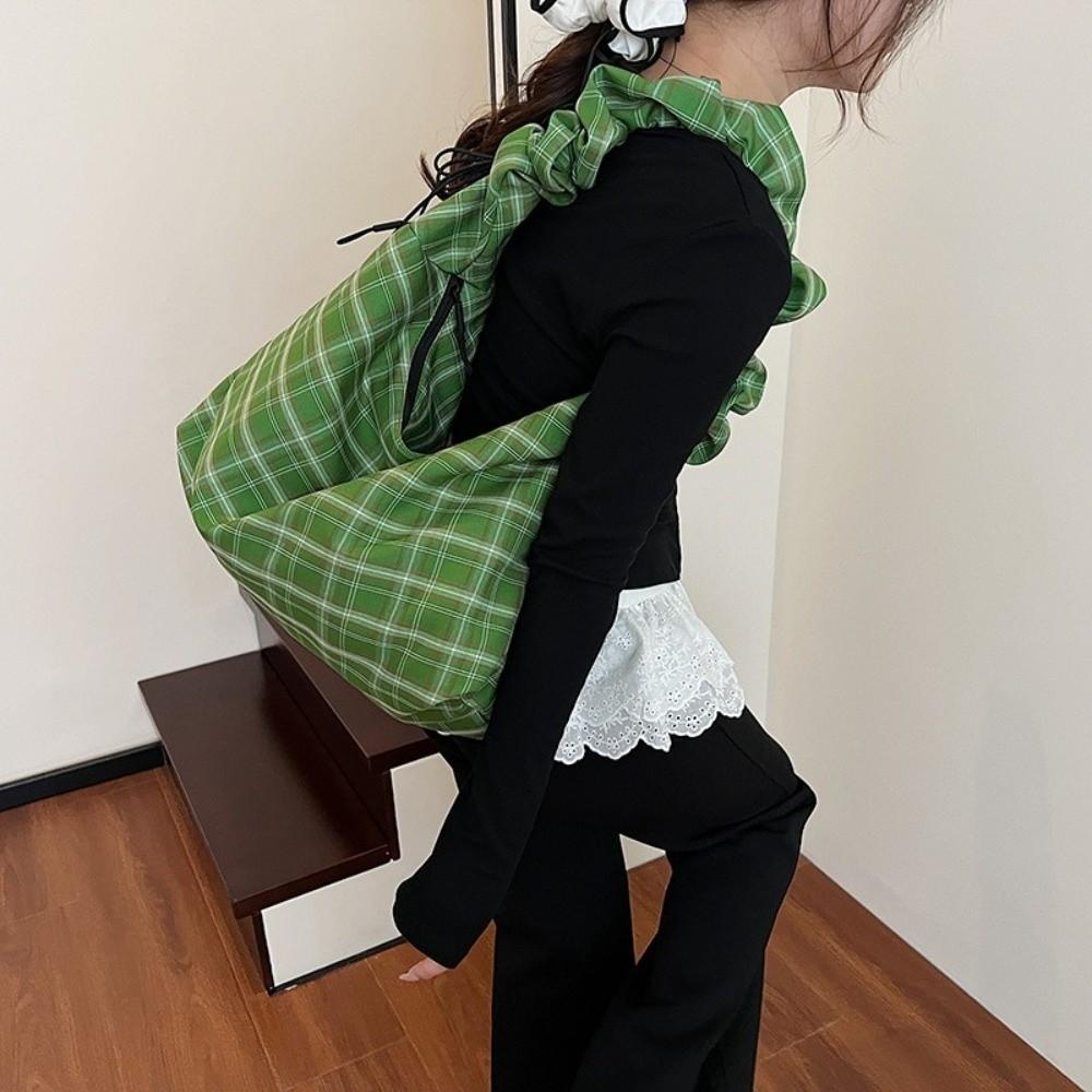 Vintage kostkovaná crossbody taška Japonská dámská taška přes rameno Ins kostkovaná taška přes rameno pro dojíždění