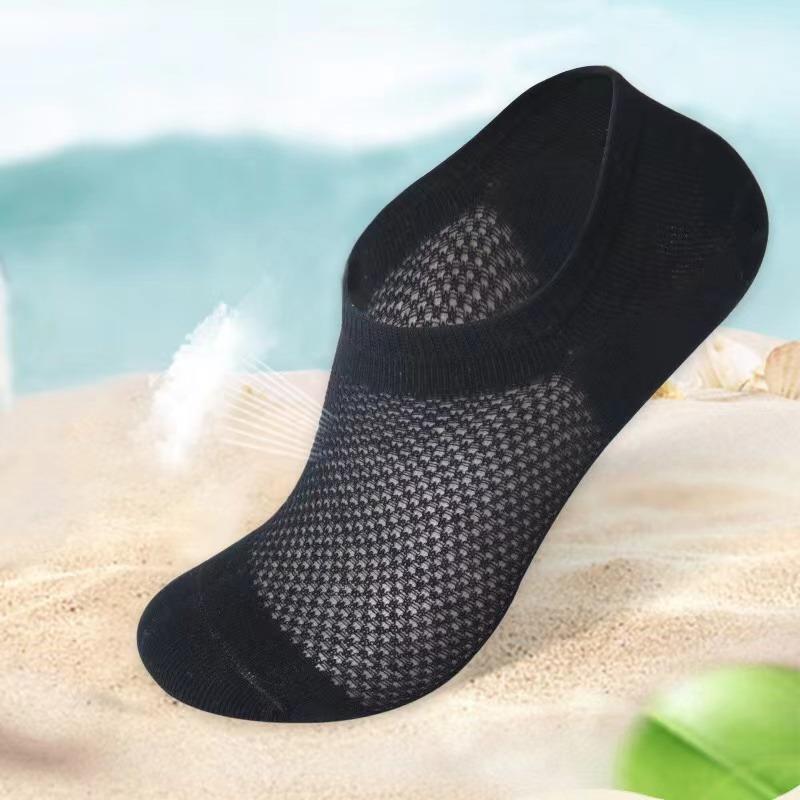 

10 Pair Fashion Happy Summer Autumn Non-slip Invisible Cotton Socks Ankle Sock Slippers Breathable Socks One Size чорний