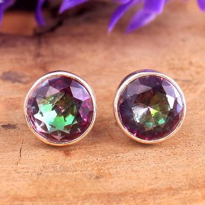 Mystischer Topas Silber Stecker Ohrring, Silber Charm Schmuck, Damenschmuck, 925 Sterling Silber Handgefertigter Schmuck
