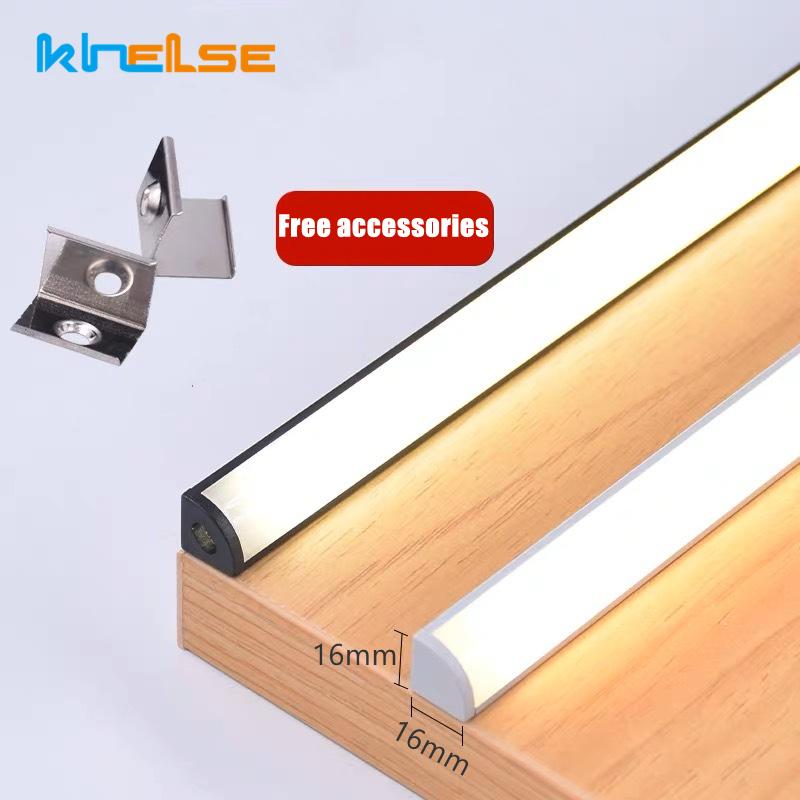 0.5m V-Shape LED Aluminum Profile Cabinet Corner Mounted 90 Degree Glow Hard Bar Lamp Channel Milky/Black Cover Strip Lights