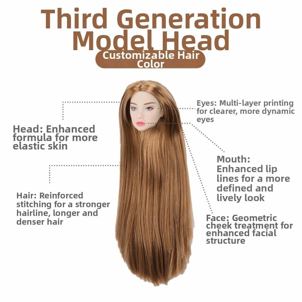 White Normal Tan Skin Doll Head European Face Fashion Doll Head  for 11.5 Inch BJD Doll Body