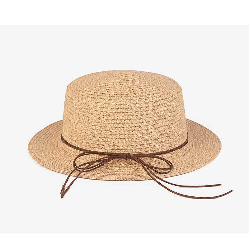 New Flat-top Flat-brimmed Summer Visor, Sun Protection, Travel Straw Hat, Leather Rope Decorative Hat with Sun Hat
