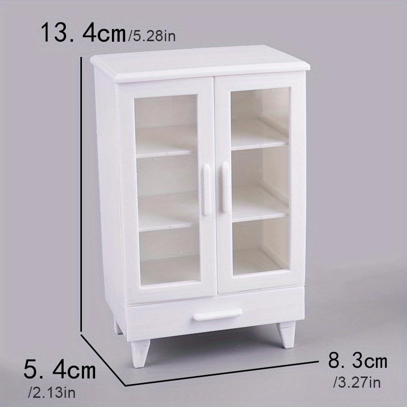 1pc Miniature Cabinet - White & Transparent Glass Door Storage Organizer, Compact Durable Design for Home Decor, Model Room Display, Creative Craft
