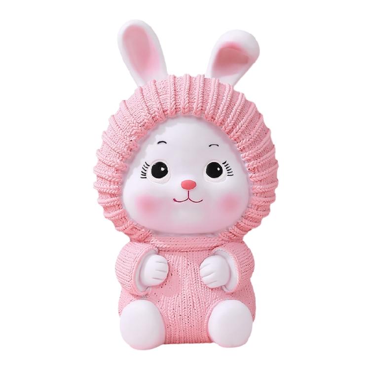 Decorative Rabbits Statue Saving Jar Money Management Holder for Children Teens Cartoon Animal Shatterproof Coin Banks