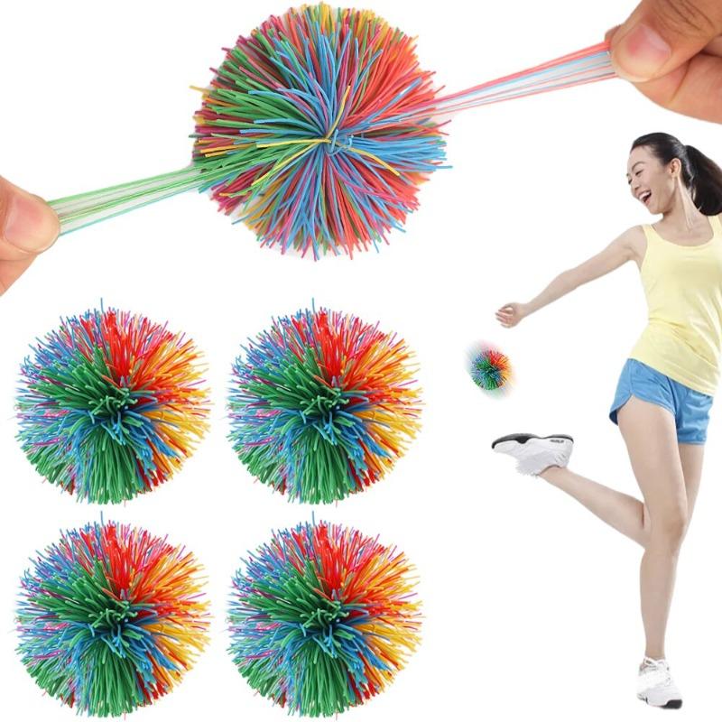 Kids Childrens Toys 6/8/10cm Jugging Ball Colorful Rubber Wire Ball Toy For Anti-Stress Stretchy Ball Children's Novelty Funny Rubber Toy