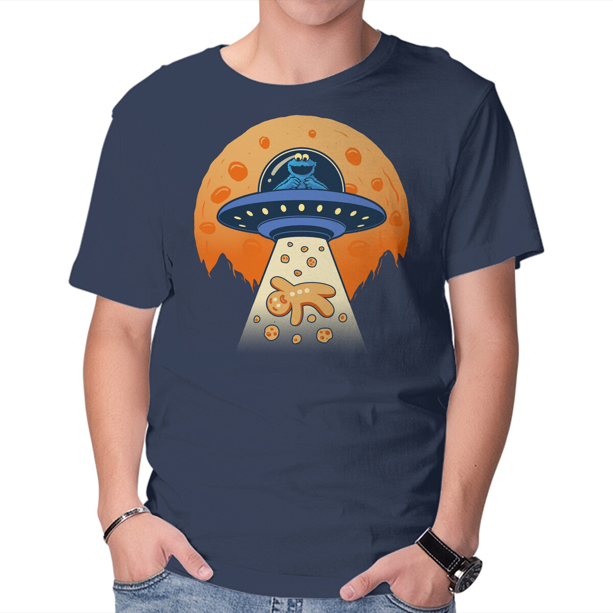 Unisex Crew Neck T-Shirt Cookie Ubduction Graphic Short Sleeve Casual Tee M