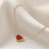 925 Silver Heart-shaped Agate Bracelet Women's Summer New Simple Small Red Heart Jewelry Student Gift Party Jewelry