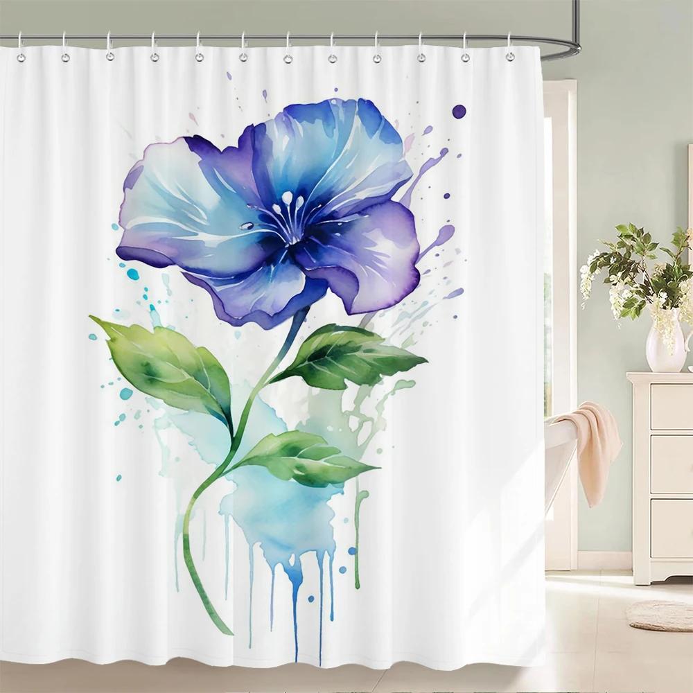 Plant Flowers Leaves Series Shower Curtains Bathroom Curtain Frabic Waterproof Polyester Multiple Sizes Bath Bathroom Curtains